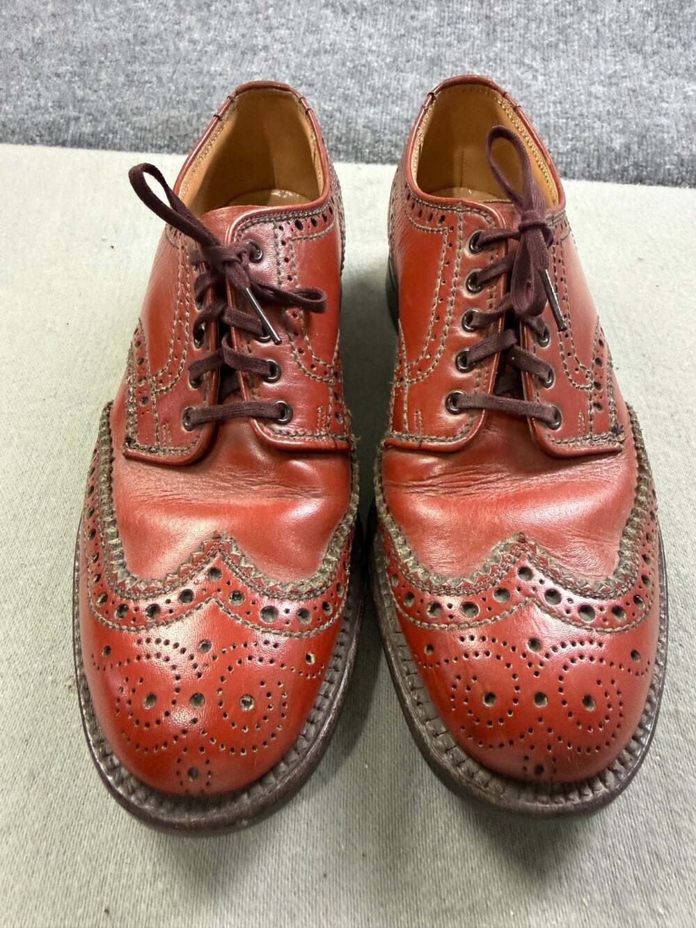 Vintage Women’s 6C Brown Leather Wingtip Oxford Shoes Swing Rockabilly Brogue